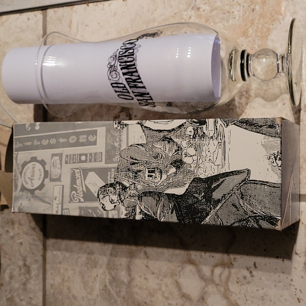 Old San Francisco steakhouse hurricane glassware.